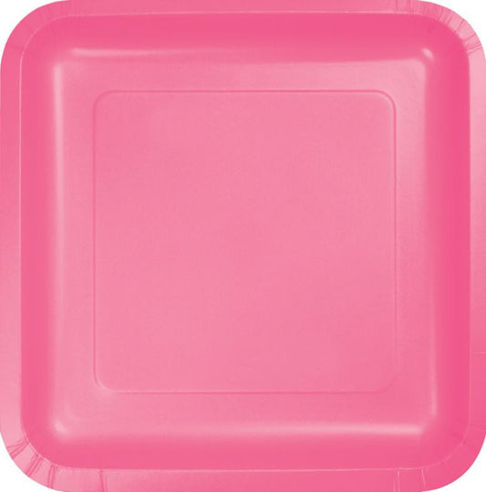 Candy Pink Square Dinner Plates Paper 23cm
