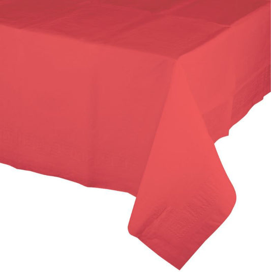 Coral Tablecover Tissue & Plastic Back 137cm x 274cm