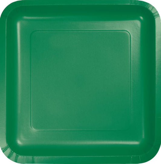 Emerald Green Square Dinner Plates Paper 23cm