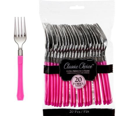 Premium Classic Choice 20 Pack Fork Bright Pink