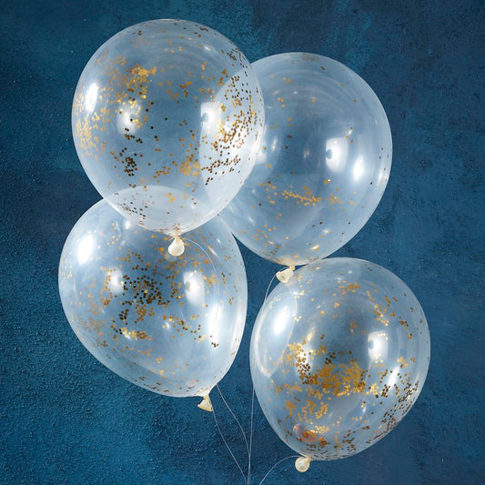 Gold Glitter Star Confetti Balloons