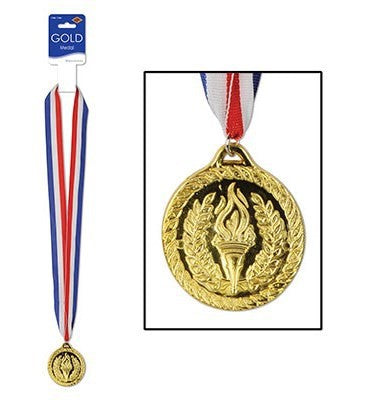 Gold Sports Medal & Ribbon