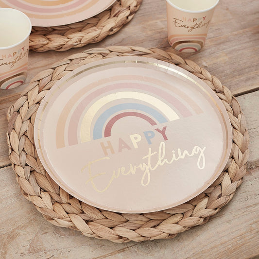 Happy Everything Paper Plates 25cm Gold Foiled