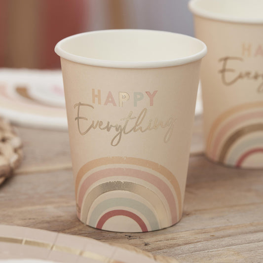 Happy Everything 9oz/266ml Paper Cups Gold Foiled