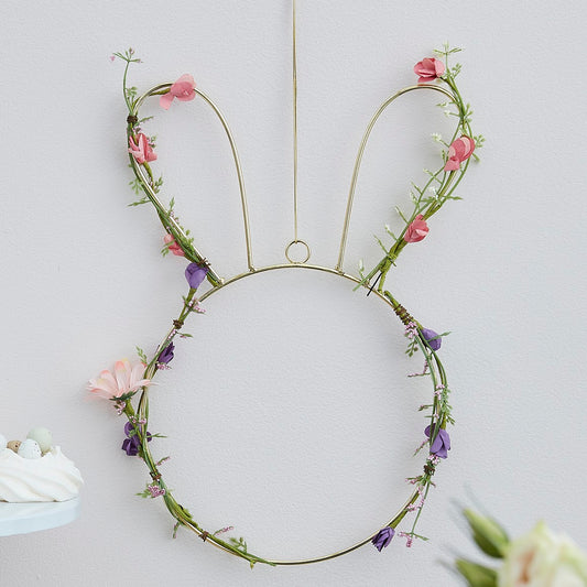 Hop This Way Contemporary Easter Bunny Wreath with Foliage