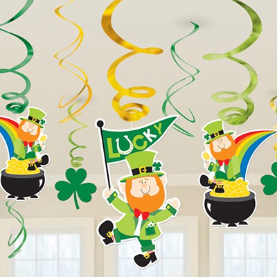 St Patrick's Day Spiral Swirls Hanging Decorations