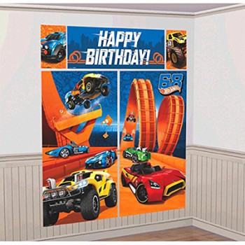 Hot Wheels Wild Racer Scene Setter Wall Decorations Kit - Plastic