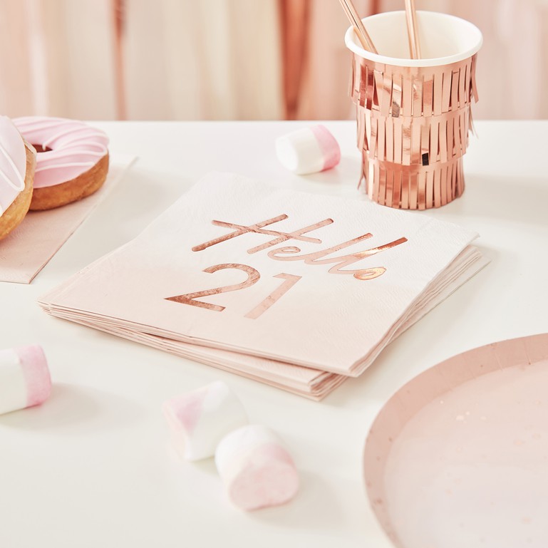 Mix It Up Rose Gold Foiled Watercolour Napkins Hello 21