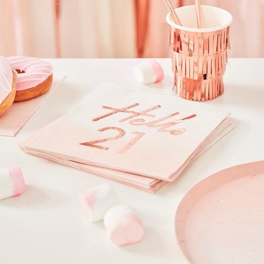 Mix It Up Rose Gold Foiled Watercolour Napkins Hello 21