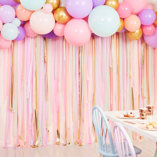 Mix It Up Pastel Streamer And Balloon Backdrop