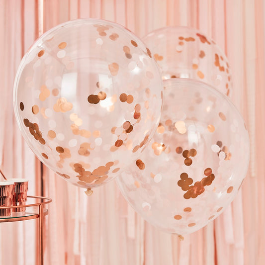 Mix It Up Giant Rose Gold And Blush Confetti Balloons