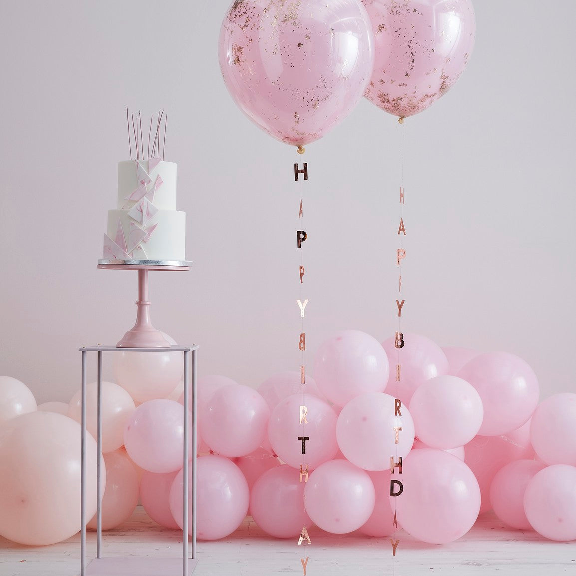 Mix It Up Balloon Tail Happy Birthday Rose Gold