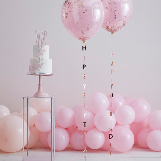 Mix It Up Balloon Tail Happy Birthday Rose Gold