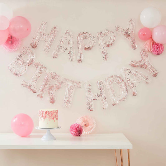 Mix It Up Clear Foil Letter Confetti Filled Happy Birthday Balloons