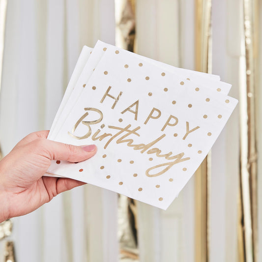 Mix It Up Gold Foiled Happy Birthday Napkins