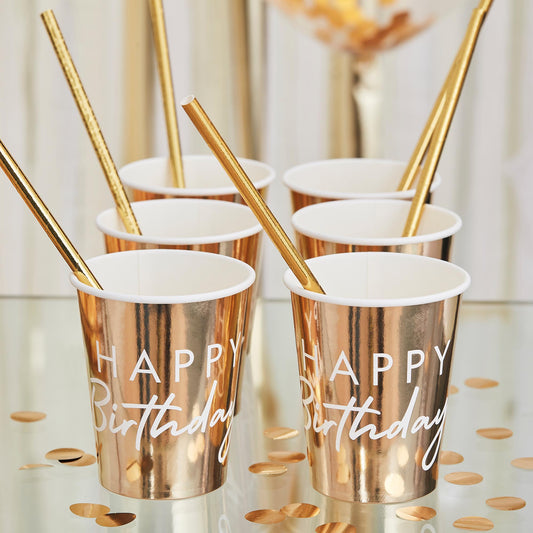 Mix It Up Gold Happy Birthday Cups