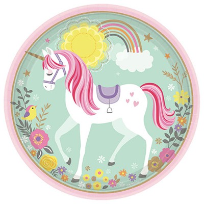 Magical Unicorn 23cm Round Paper Plates