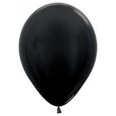 Sempertex 30cm Metallic Black Latex Balloons 580, 25PK