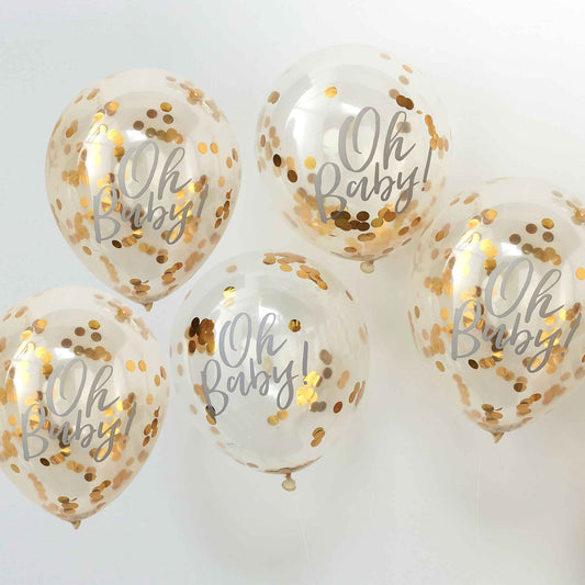 Oh Baby! Balloons 12"/30cm Confetti Gold Oh Baby!