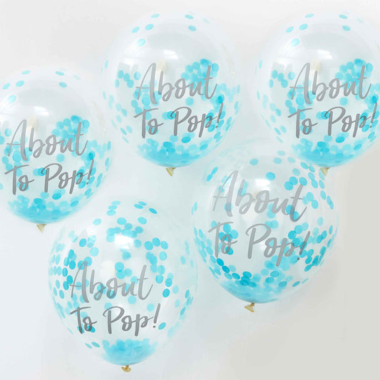 Oh Baby! Balloons 12"/30cm Confetti Blue About To Pop
