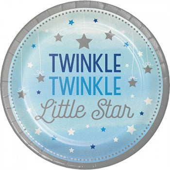 One Little Star Boy Dinner Plates Twinkle Twinkle Little Star Paper 22cm