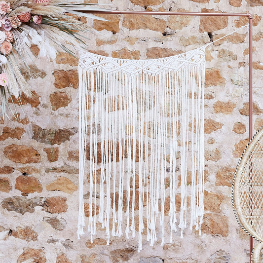 A Touch of Pampas Macrame Wall Hanging Backdrop Cream