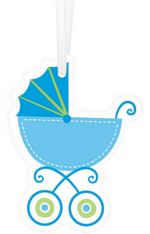 Baby Carriage Blue Tags with Twist Ties