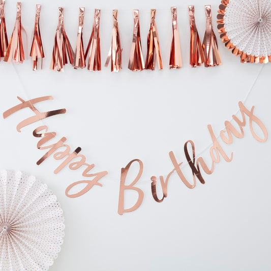 Pick & Mix Rose Gold Backdrop Bunting Happy Birthday Rose Gold