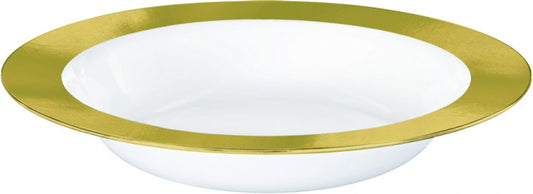 Premium Plastic Bowls 354ml White with Gold Border