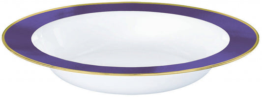 Premium Plastic Bowls 354ml White with New Purple Border