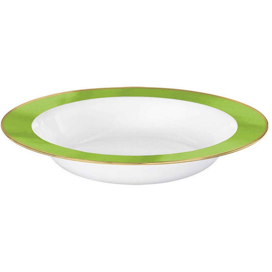 Premium Plastic Bowls 354ml White with Kiwi Border