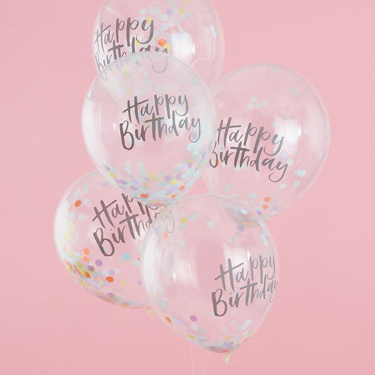 Pastel Party Confetti Balloons 30cm Happy Birthday