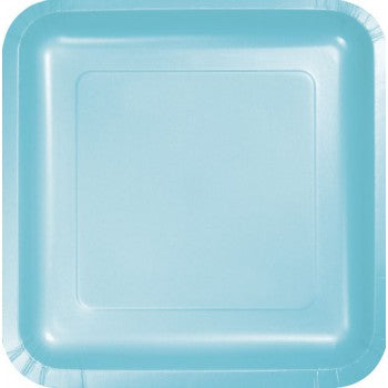 Pastel Blue Square Dinner Plates Paper 23cm