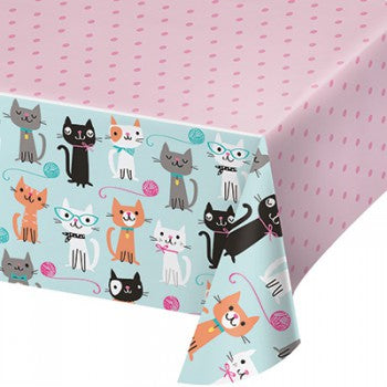 Purrfect Party Tablecover Plastic All Over Print 137cm x 259cm