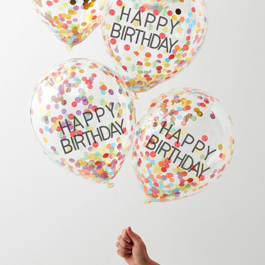 Over The Rainbow Confetti Balloon Happy Birthday