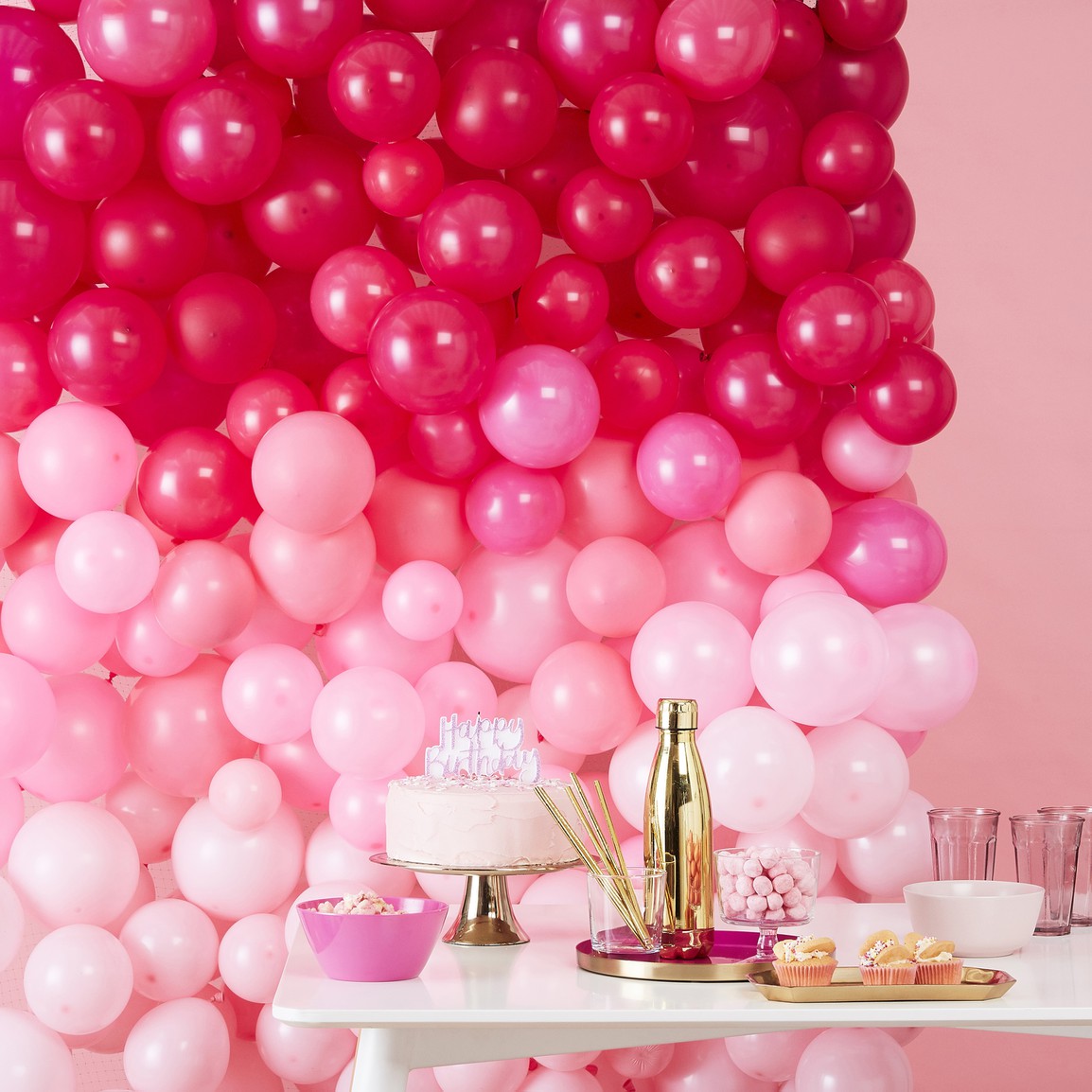 Star Gazer Birthday Balloon Wall Ombre Pink