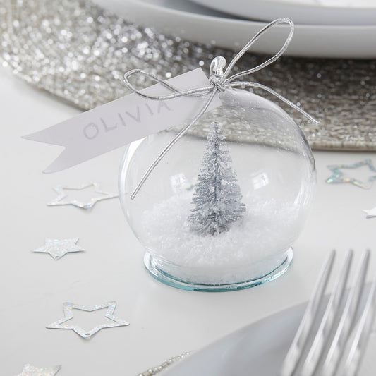 Silver Glitter Place Card Holders