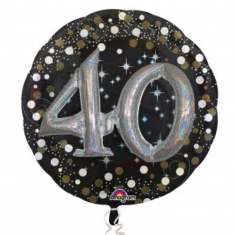 Multi-Balloon Holographic Sparkling Birthday 40 P75
