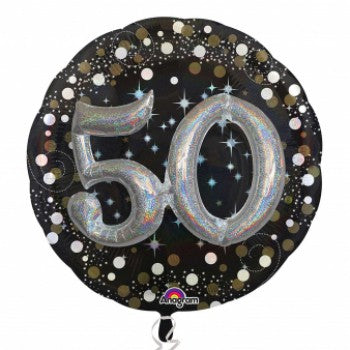 Multi-Balloon Holographic Sparkling Birthday 50 P75