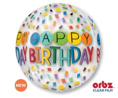 Orbz XL Happy Birthday Rainbow Clear G20