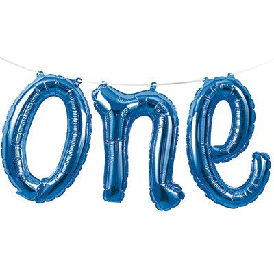 Shape one Blue Foil Balloons Banner Air Fill Only