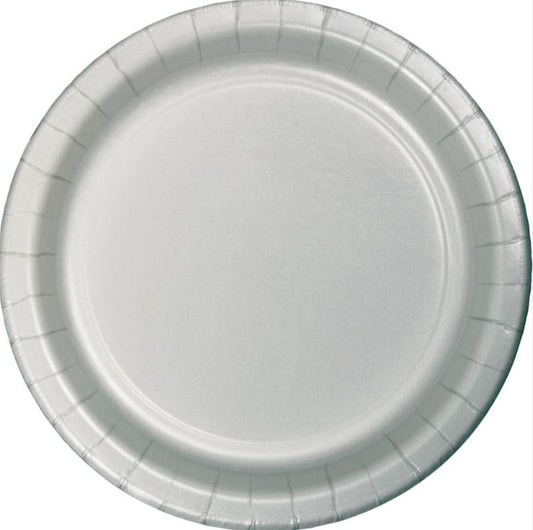 Shimmering Silver Banquet Plates Paper 26cm