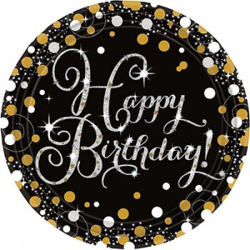 Sparkling Celebration Happy Birthday 23cm Prismatic Paper Plates