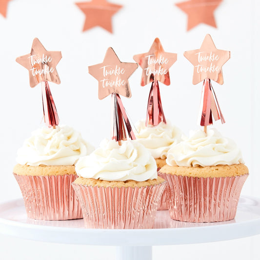 Twinkle Twinkle  Cupcake Toppers - Rose Gold