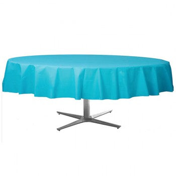 Plastic Round Tablecover-Caribbean Blue