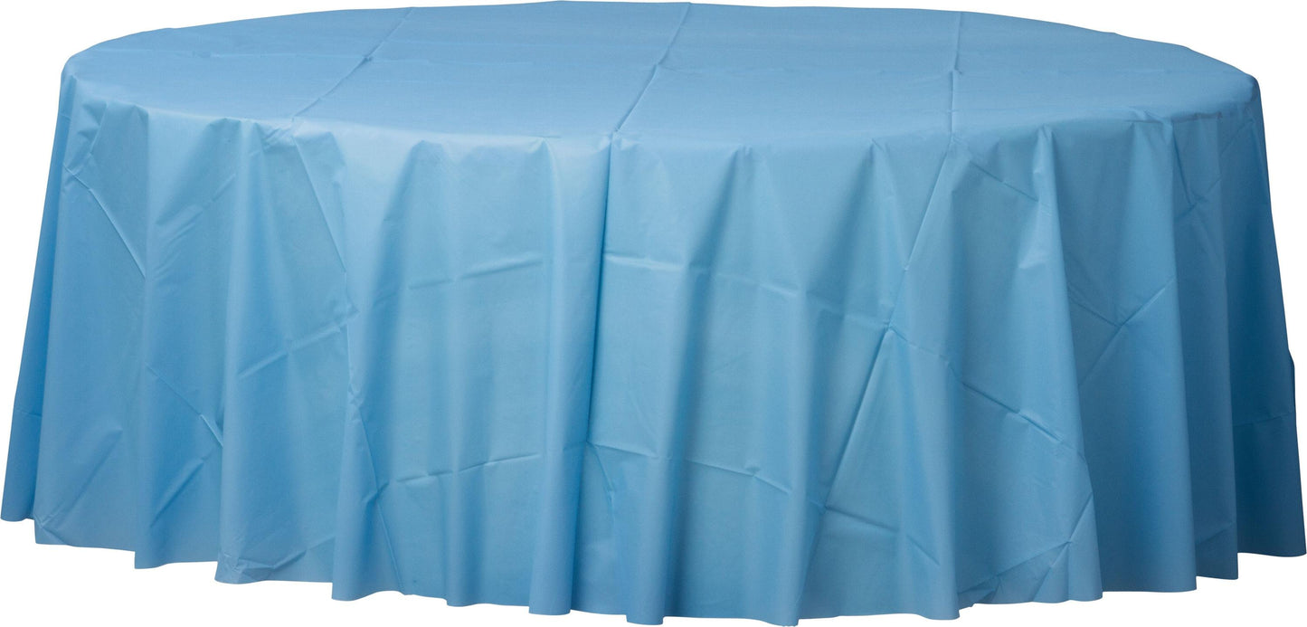 Plastic Round Tablecover-Pastel Blue