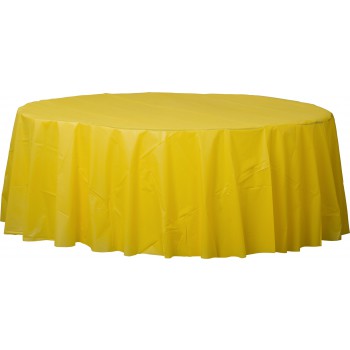 Plastic Round Tablecover-Yellow Sunshine