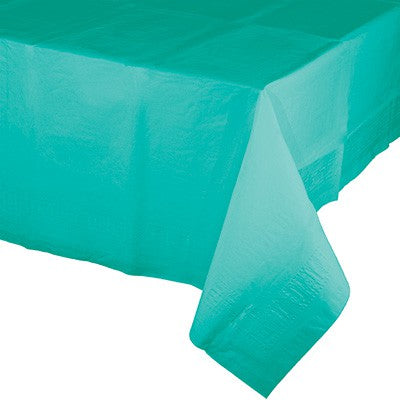 Teal Lagoon Tablecover Tissue & Plastic Back 137cm x 274cm