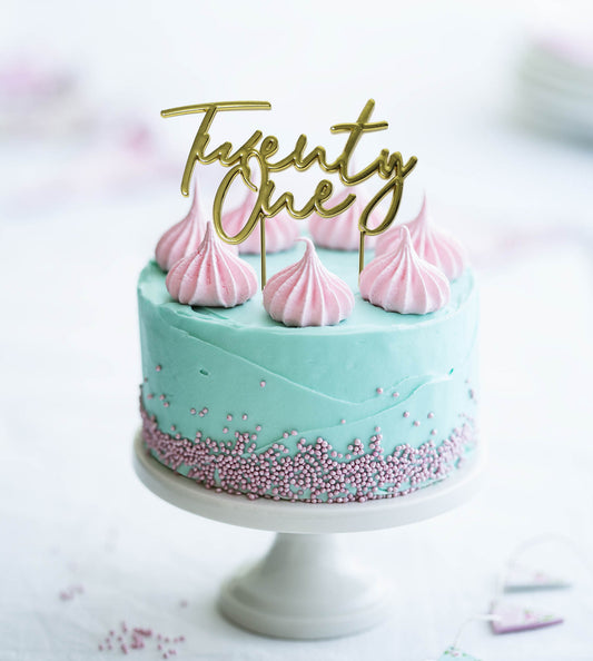 Twenty- One Gold Cake Topper