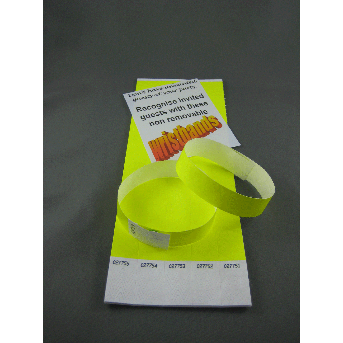 Yellow Wrist Bands Pack of 50
